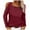 Wine, variant on Plus Size Cut Out Cold Shoulder Tops for Women Casual Solid Color Tees Loose Basic T-Shirts Summer Batwing Sleeve Tunic Blouse Tops