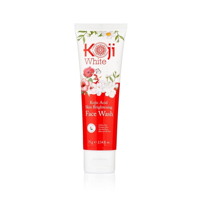 Koji White Ácido Kójico lavado facial iluminador de la piel para exfoliar la cara hidratante facial lavado de cara vegano incluso tono de piel con extractos de flores de vitamina C vitamina E 2.54 fl