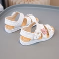 thumbnail image 5 of TOWED22 Girls Sandals Kids Open Toe Flat Sandals Ankle Strap Dress Shoes for Toddler Little Big Kid White,8.5, 5 of 9