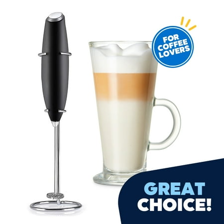 

JEEXI Pro Milk Frother Handheld With Stand - Powerful Coffee Frother Electric Handheld Mixer & Foam Maker - Battery Operated Frother For Coffee Lattes Matcha & More