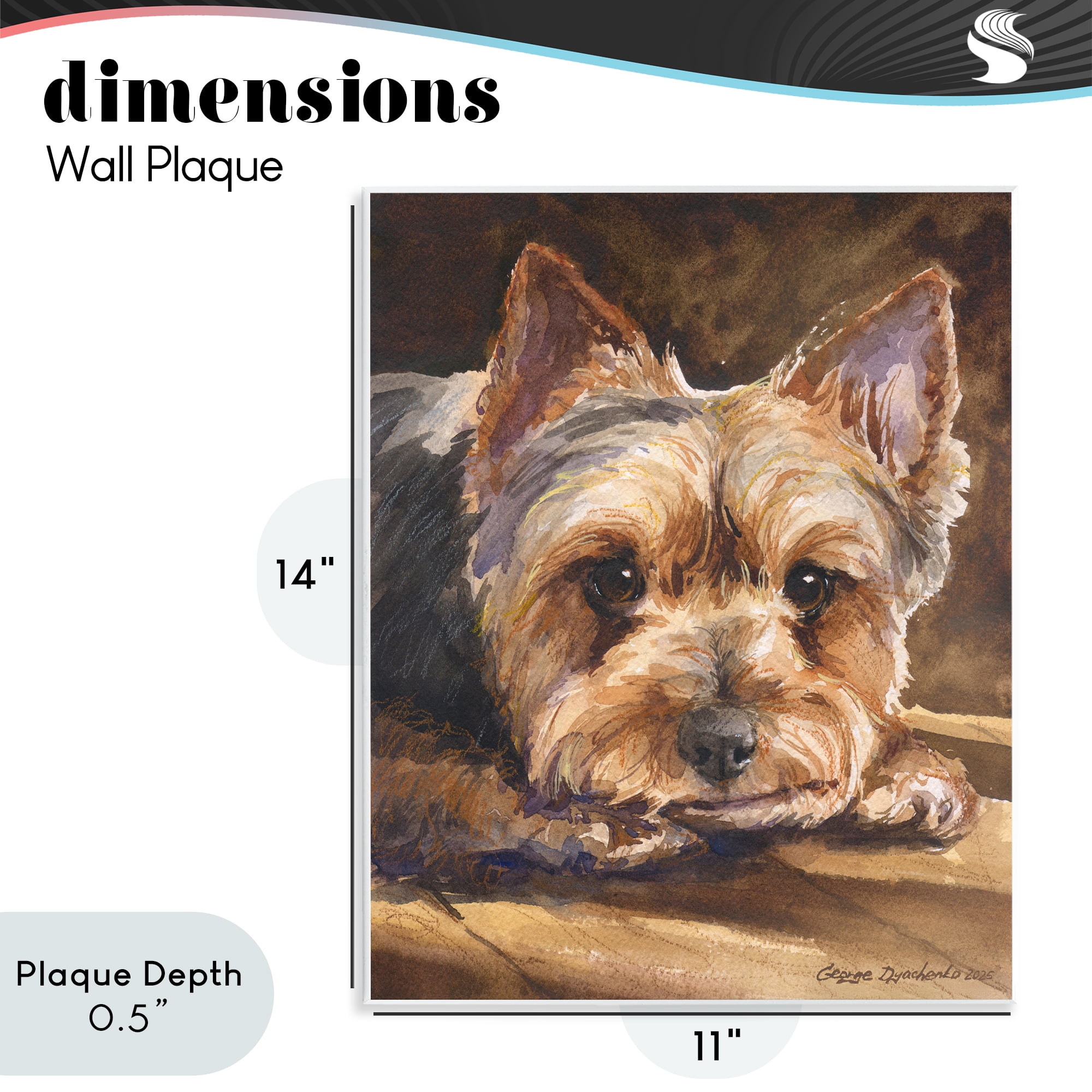 Stupell Industries Yorkshire Terrier Portrait Wall Plaque Art, design by George Dyachenko