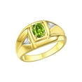 thumbnail image 4 of Rylos  Yellow Gold Plated Silver Classic 6X4MM Oval Peridot & Sparkling Diamond Ring - Birthstone Jewelry for Men -Size 11, 4 of 8