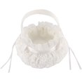 thumbnail image 4 of Cesta de tela de seda con lazo para ceremonia de boda, fiesta, rosa, florista (blanco roto), 4 of 5