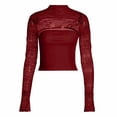 thumbnail image 5 of Adeawade Womens Tshirts Long Sleeve Solid Color Tops Round Neck Classic Tee Daily Wear S Red, 5 of 5
