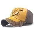 thumbnail image 1 of Under $10 Baseball Caps Yellow Embroidered Applique Unisex Adjustable Distressed Denim Hats Baseball Cap Topee, 1 of 2