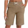 thumbnail image 5 of Summer Pants for Women,Womens Casual Summer Shorts Bermuda Wide Leg Knee Length Elastic Waisted Lightweight Comfy Lounge Short with Pocket, 5 of 7