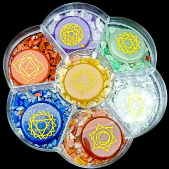 GKNET Seven Chakra Healing Stones Sets Natural Crystal Reiki Spirituality Energy Stone-B