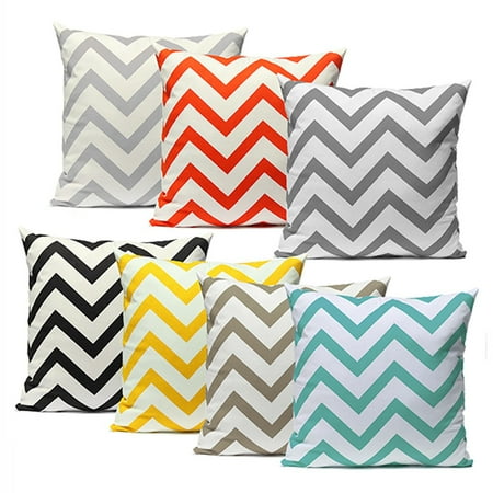 Living Room Pillow Ripple Chevron Zig Zag Wave Throw Pillow Cases Cushion Cover Durable Cotton Linen Fabric Vibrant Hidden Zipper Designs Pattern PillowCase for Living Room Sofa Couch Chair 18''x18'' ()