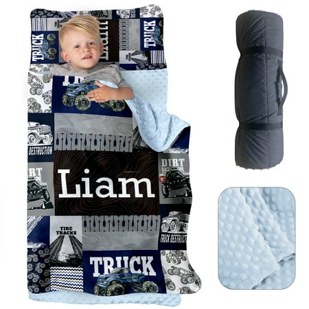 AOLOA Personalized Name Nap Mat for Toddlers Custom Sleeping Bag with Pillow Case & Blanket for Kids Boys Gray Mountain Off-road Car Design Slumber Bags for Daycare Preschool Kindergarten AOLOA Personalized Name Nap Mat for Toddlers Custom Sleeping Bag with Pillow Case & Blanket for Kids Boys Gray Mountain Off-road Car Design Slumber Bags for Daycare Preschool Kindergarten