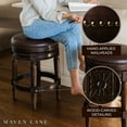 thumbnail image 2 of Maven Lane Pullman Backless Bar Stool in Dark Walnut Finish with Vintage Brown Vegan Leather, Set of 2, 2 of 6