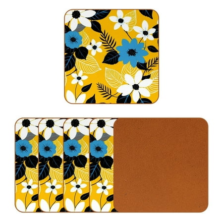 

YZUOUZY Home Decor Coaster set of 6 Square Coasters for Coffee Table Autumn Leaves