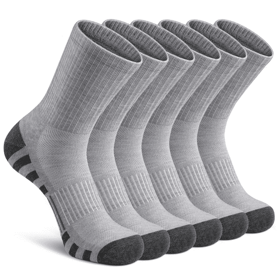 6 Pairs Athletic Socks Sport Running Calf Socks Performance Cushioned Breathable Crew Socks for Men Women