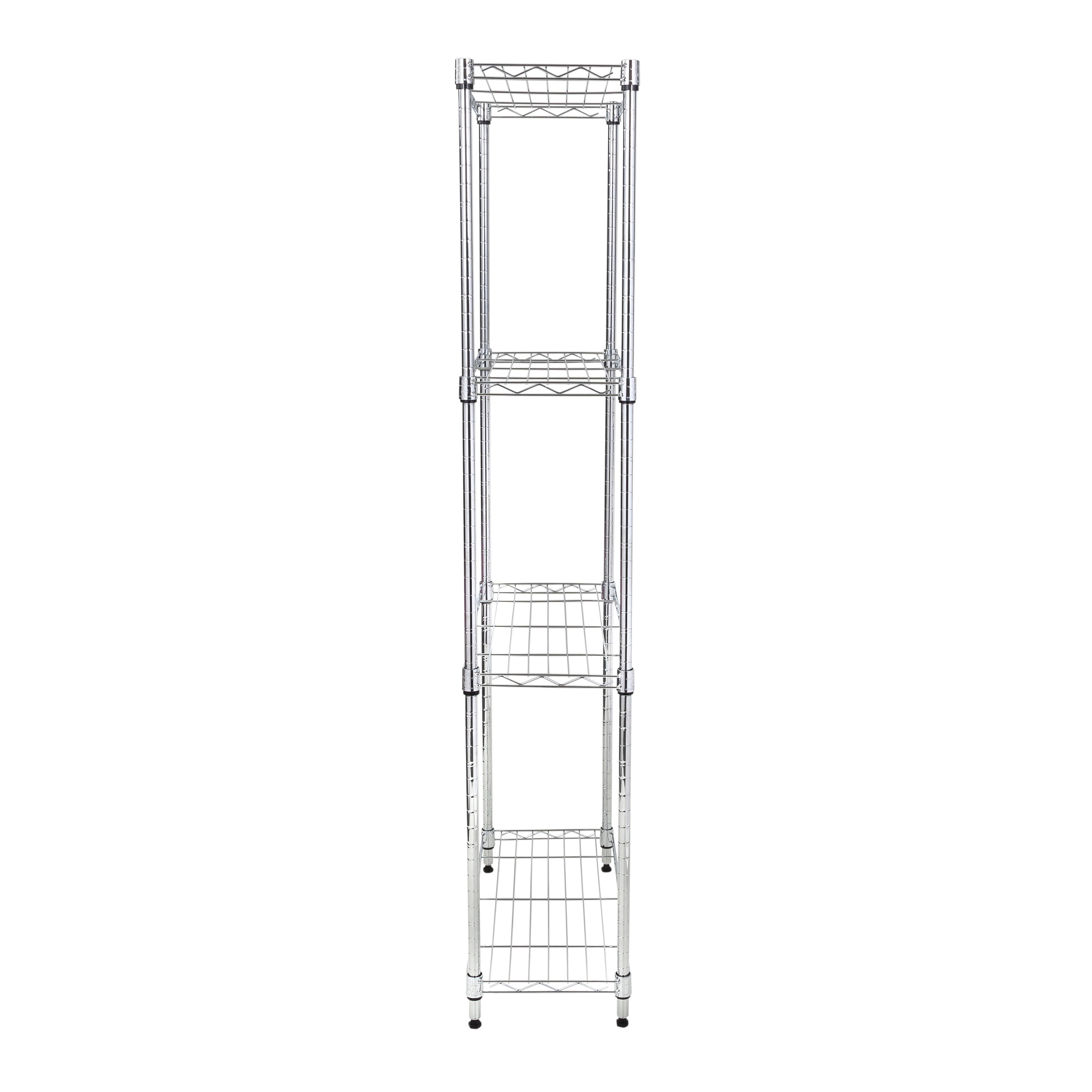 Honey-Can-Do 4-Tier Steel Slim Profile Shelving Unit, Chrome, Holds up to 100 lbs per Shelf