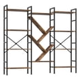 thumbnail image 1 of GloryStar Rustic Industrial Bookcase, 4-Tier Wide Wood Shelf with 14 Display Levels and Metal Frame for Home Office, 1 of 8