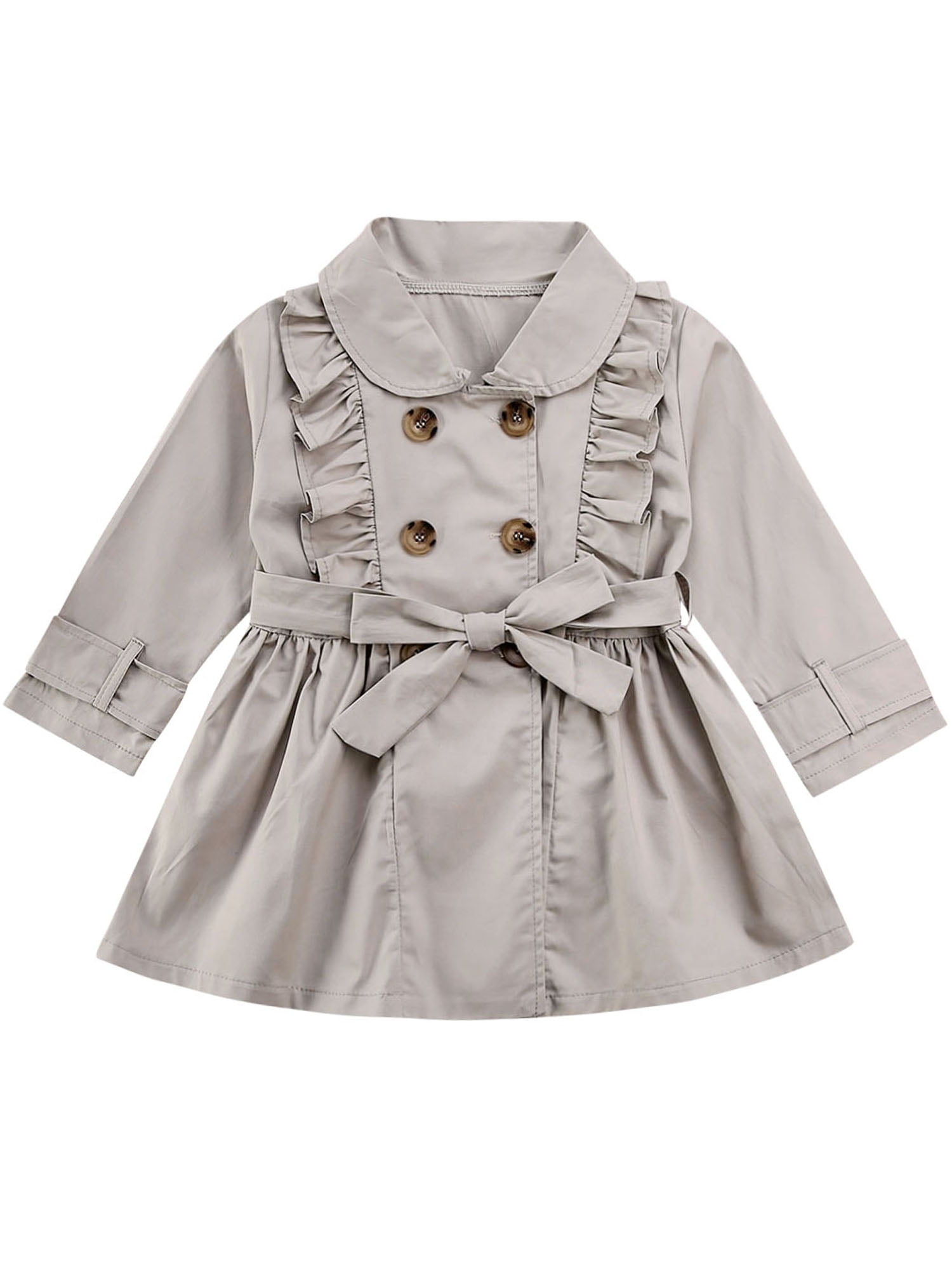 Toddler Baby Girls Bowknot Trench Coat with Belt Princess Autumn Windbreaker Jacket