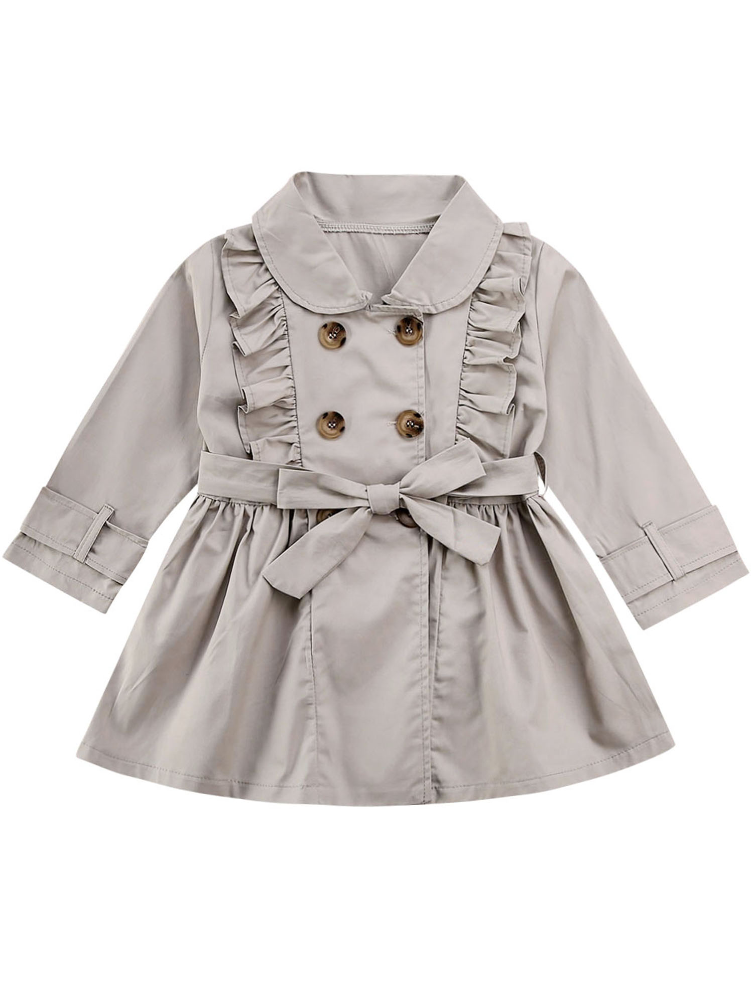 Xingqing Toddler Baby Girl Trench Coat Casual Ruffle Jacket Windbreaker Outerwear - image 1 of 6