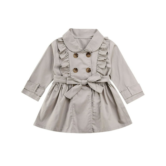 Xingqing Toddler Baby Girl Trench Coat Casual Ruffle Jacket Windbreaker Outerwear