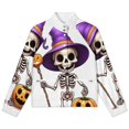 thumbnail image 4 of Jackets for Women Winter Coat Jackets Flannel Stand Collar Jacket(Cartoon Halloween Skeleton with Pumpkin, Bat,Size:S-4XL), 4 of 7