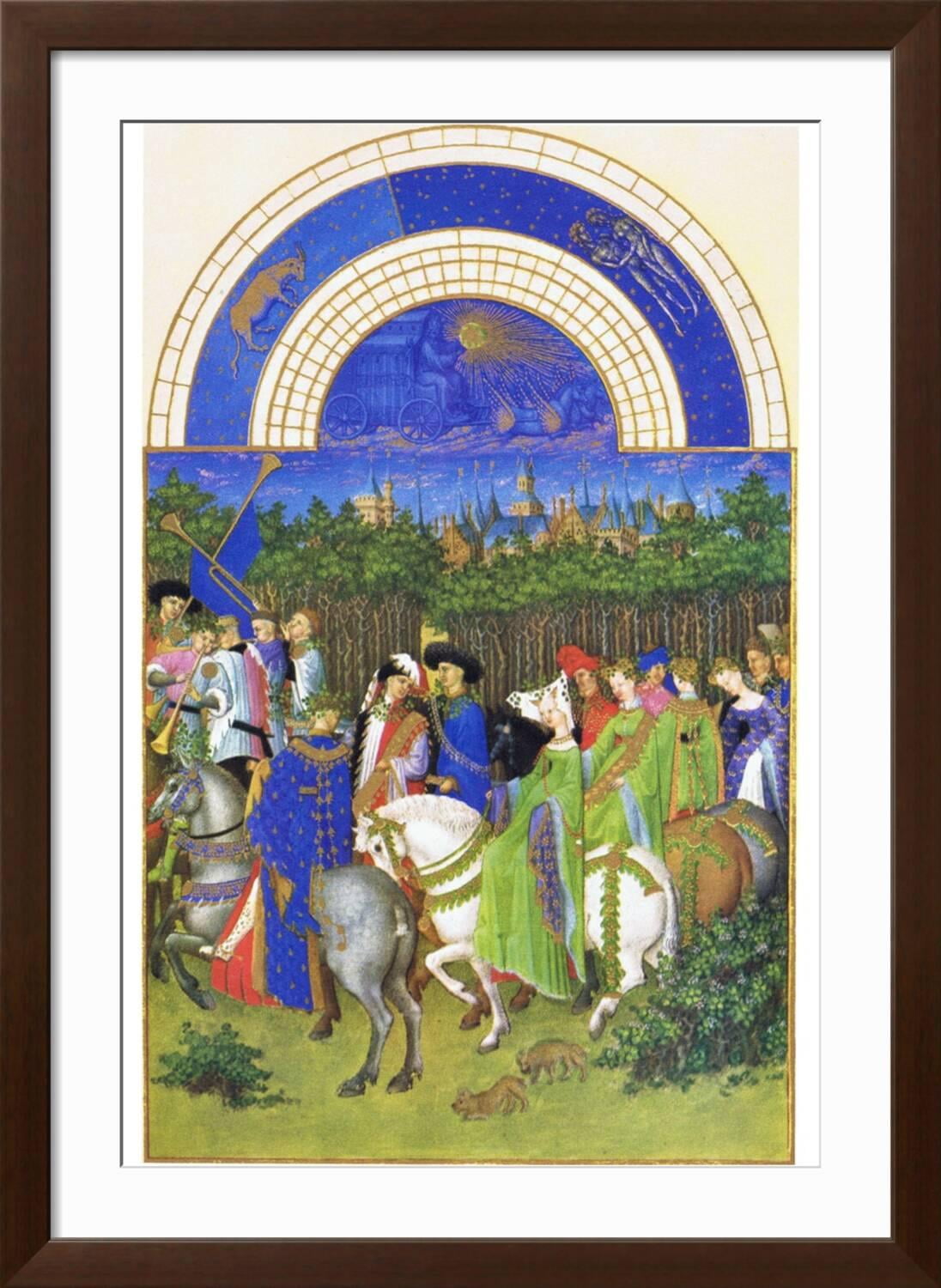 Le Tres Riches Heures Du Duc De Berry - May Framed Art Print by Paul Herman & Jean Limbourg, 24" x 36", Sold by Art.com