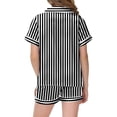 thumbnail image 4 of WEAIXIMIUNG Pyjama Rayé Imprimé pour Filles Manches Courtes Bouton Haut Shorts Ensemble de Pyjama Maison 150, 4 of 4