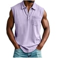 thumbnail image 3 of Goodtrade8 Athletic Summer Shirts for Men Button Tank Tops with Pocket Solid Color Sleeveless Casual Lapel Mens Shirts, 3 of 7