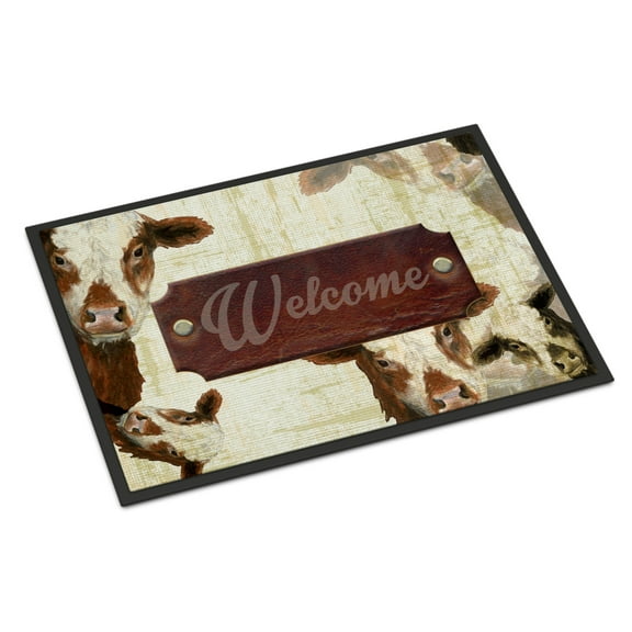 Carolines Treasures SB3065JMAT Welcome cow Doormat 24x36 36"L x 24"W multicolor