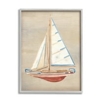 Stupell Industries Rustic Red Boat Transportation Painting Gray Framed Art Print Wall Art, 11 x 14