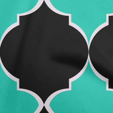 oneOone Velvet Turquoise Blue Fabric Quatrefoil Craft Projects Decor Fabric Printed By The Yard 58 Inch Wide