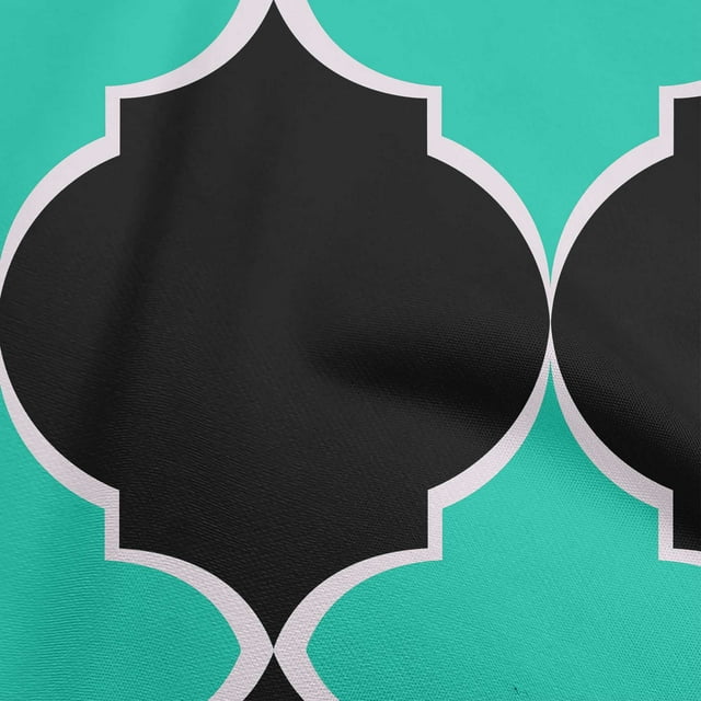 oneOone Rayon Turquoise Blue Fabric Quatrefoil Sewing Craft Projects Fabric Prints By Yard 56 Inch Wide