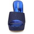 thumbnail image 2 of Sandalias de cuña Allegra K Brillo Plataforma Sin cordones Azul marino 39, 2 of 6