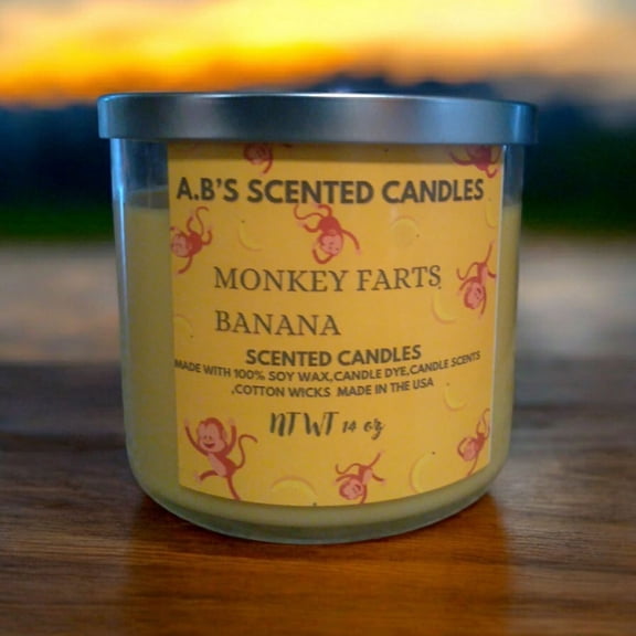 A.B's Scented Candles 16 oz Banana Scented glass jar Candles with 80 h Burn Time, Soy Wax, 3 Wicks