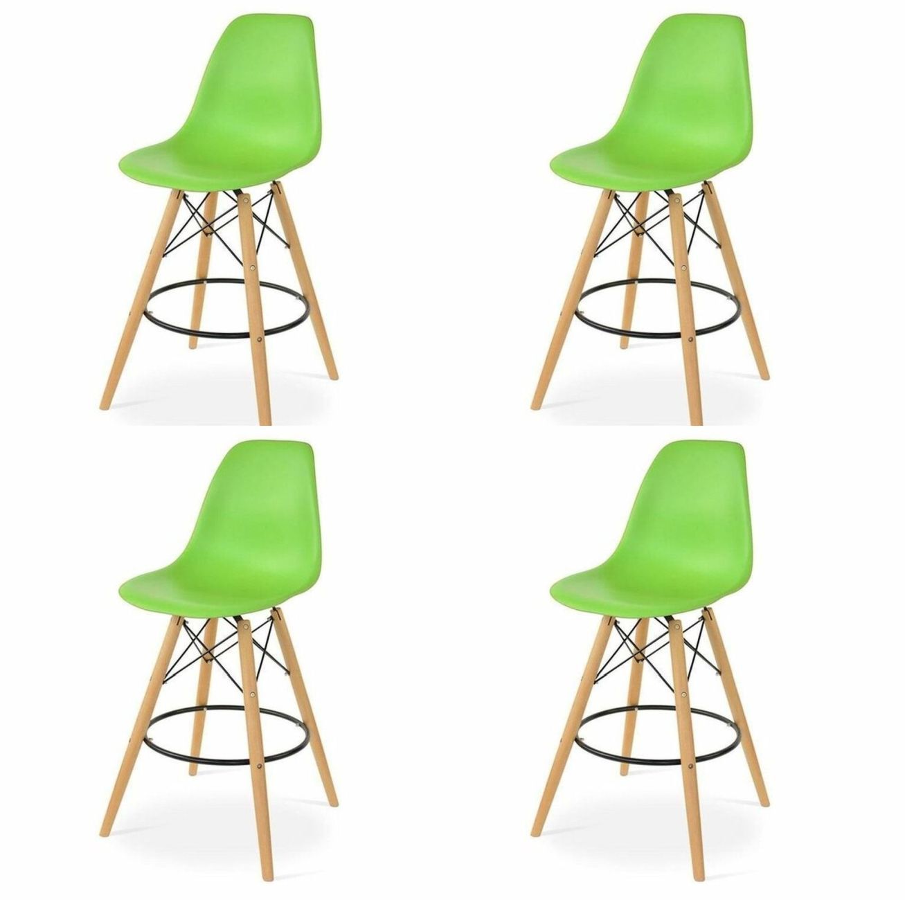 Wooden Base Kitchen Island Bar Stool with Gold Base Green