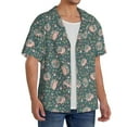 thumbnail image 4 of Xecao offers the Hedgehogs and Flowers for Men's Casual Short-sleeved Shirt, a button-up collared shirt with a pocket, perfect for beach vacations and yacht travel in the 4X-Large size., 4 of 7