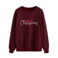 thumbnail image 3 of TWZH Women Christmas Heart Print Crew Neck Solid Sweatshirt, 3 of 6