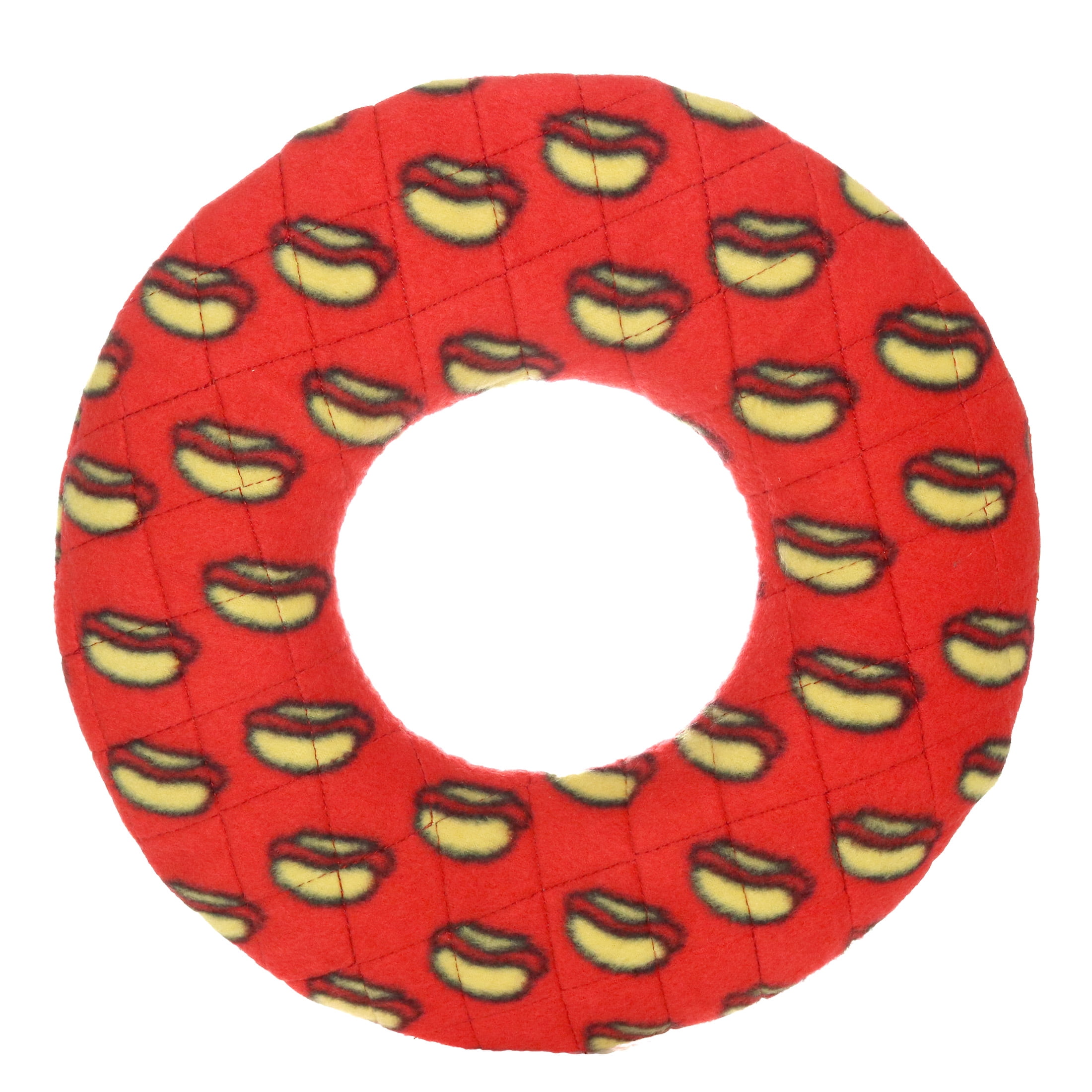 Mighty No Stuff Ring Red Durable Plush Squeaky Dog Toy