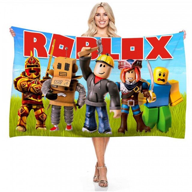 Roblox Virtual World Series, toalla de playa Rectangular con impresión Digital 3D, Toalla de baño sin arena, regalo creativo, 80x160CM