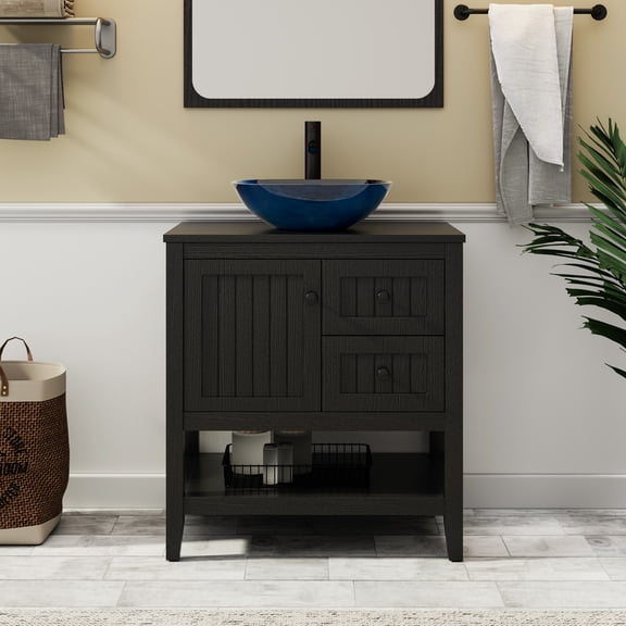 Eclife 30" Freestanding Bathroom Vanity Set with Vessel Sink, Faucet and Drain
