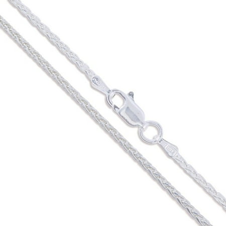 - Sterling Silver Diamond-Cut Wheat Chain 1.5mm Solid 925 New Spiga Necklace 18