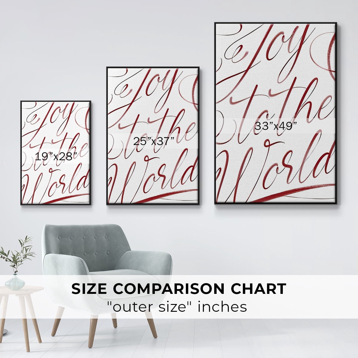 Joy To The World - Framed Gallery Wrapped Holiday Canvas - 17 x 25 - Black Frame