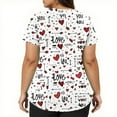 thumbnail image 5 of Dwralegc Valentine's Day Scrub Tops for Women Plus Size Oversized Tee Stretch V Neck Love Heart Print Short Sleeve Nurse Workwear with 2 Pockets White L, 5 of 5