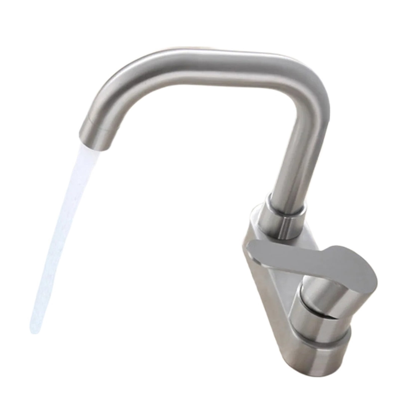 Bathroom Basin Faucet 304 Stainless Steel Sink Mixer Tap, Hot Cold Water 2 Holes Deck Mounted Single Handle Faucet