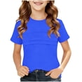 thumbnail image 2 of Asxite Toddler Tshirt Solid Color Short Sleeve Crew Neck Casual Loose Breathable Summer Tops 2-12Y, 2 of 6