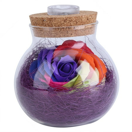 

LED RGB Lamp Romantic Rose Bottle Light Color Changing Wedding Party Decor With Remote (Purple)
