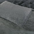 thumbnail image 5 of Kasentex  3-Piece Stone Washed Quilt Set Soft Cotton Floral Velveteen Bedspread Coverlet Set Navy Queen, 5 of 13