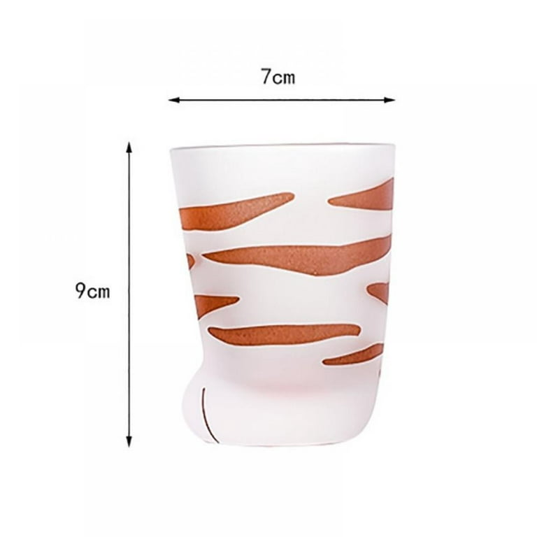 Cat Paw Cup,Cat claw Cup Milk Glass Frosted Glass Cup Cute Cat Foot Claw  Print Mug Cat Paw for Coffee Kids Milk Glass Cups Tumbler Personality  Breakfast Milk Cup 