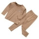 thumbnail image 2 of Qarigey Ropa interior térmica para niños, ropa interior elástica de manga larga con cuello para otoño e invierno, ropa interior para el hogar Pijama Marrón 130cm Qarigey AP013185-42, 2 of 6