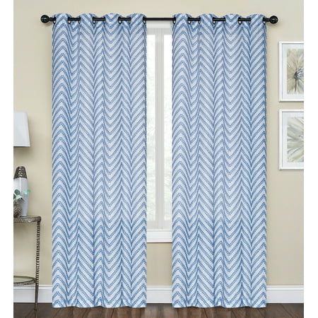 Grey And White Cheveron Curtains 2 Pack: Regal Home Collections Allaire Chevron Shaggy Premium Semi Matte Sheer Grommet Top Curtains - Assorted Colors ()