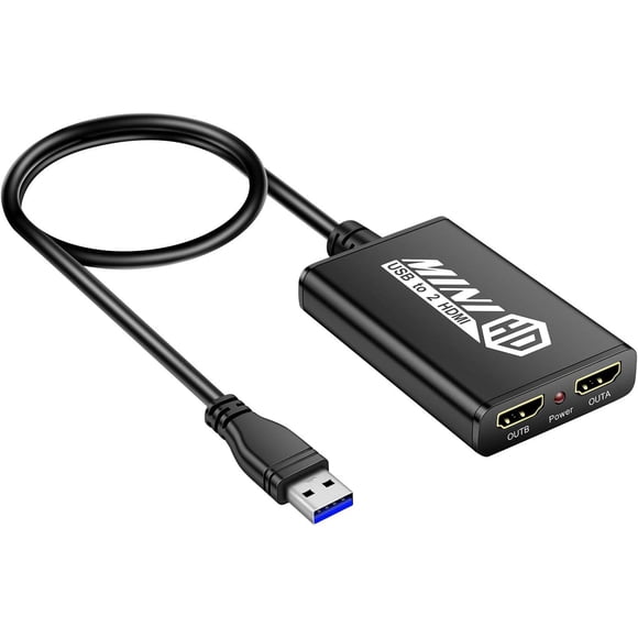 USB 3.0 to Dual HDMI Adapter,Compatible with Windows ChromeBook MacBook,Support 3.5mm Jack Stereo Output Expand 2 Different Display Screens (Dual HDMI Adapter)