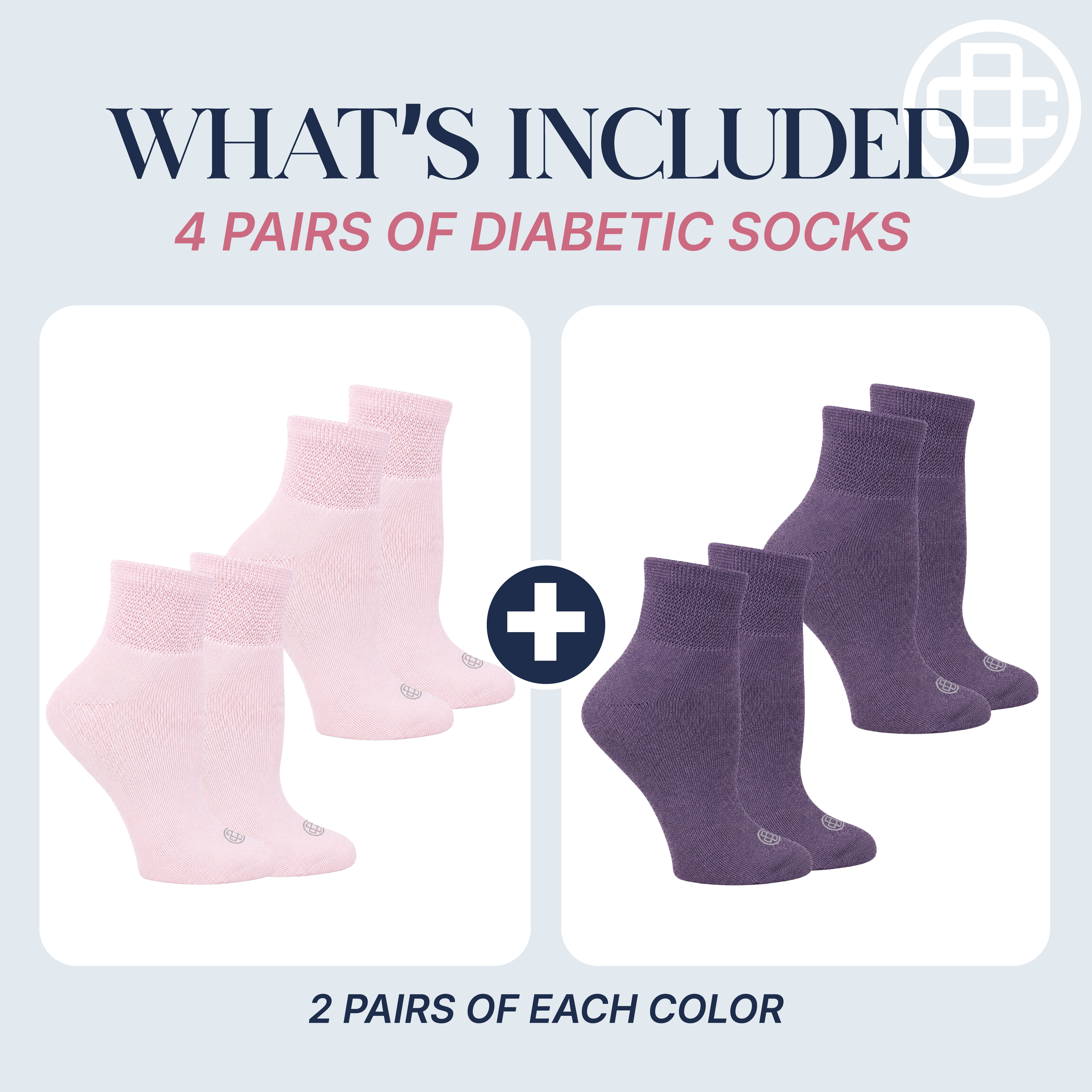Doctor's Choice Diabetic Full Cushion Quarter Women's Socks, Medium, Women's Shoe Size 6-10, 4 Pack