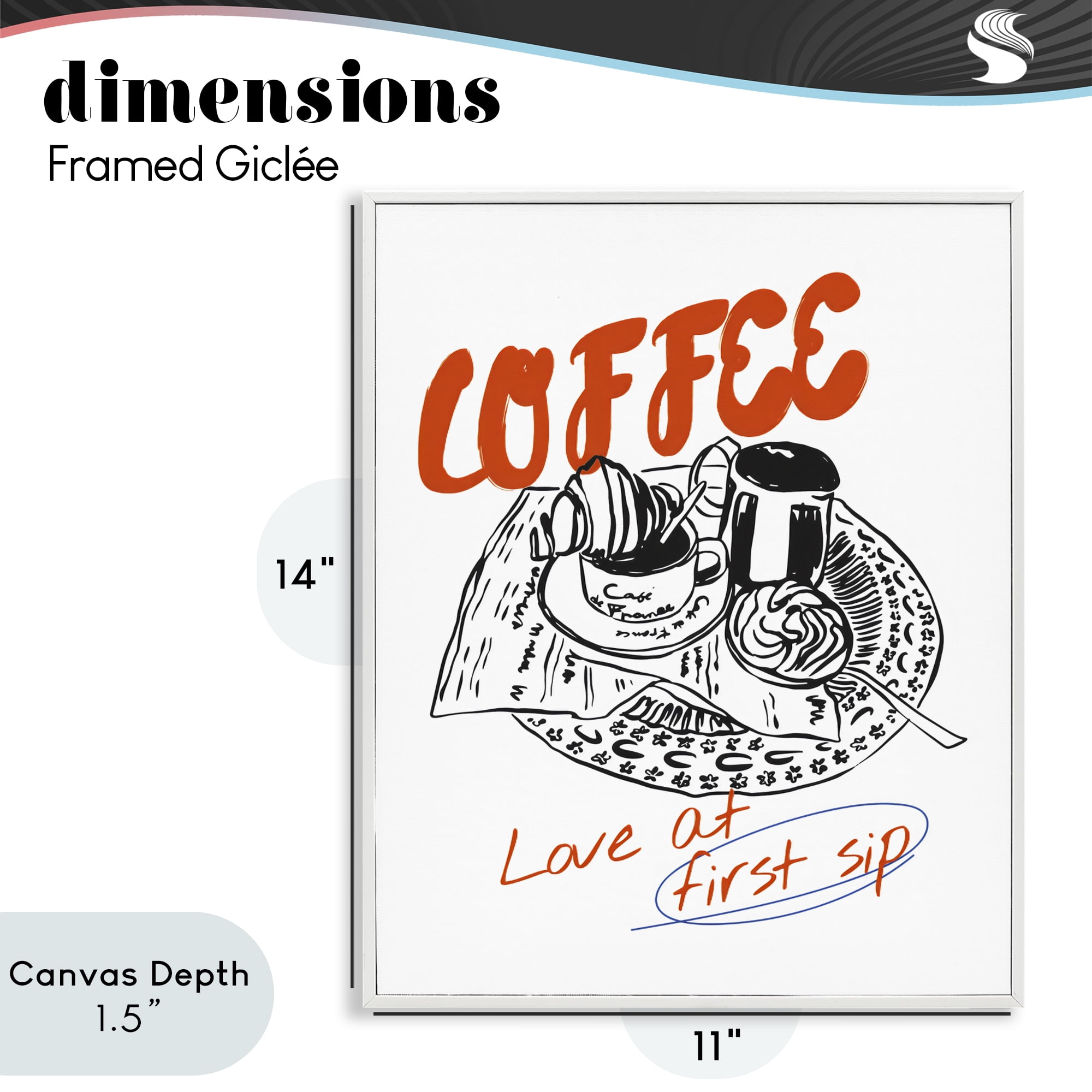 Stupell Industries Coffee Love At First Sip White Framed Giclee Art, design by The Prints Vibe